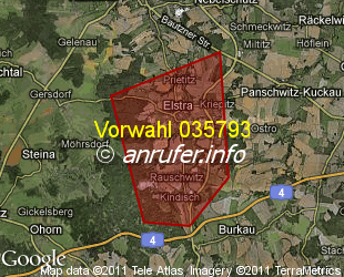 Vorwahlkarte 035793 – Elstra