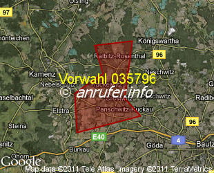 Vorwahlkarte 035796 – Panschwitz-Kuckau