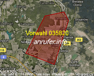 Vorwahlkarte 035820 – Zodel