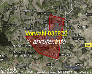 Vorwahlkarte 035822 – Hagenwerder