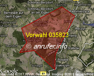 Vorwahlkarte 035823 – Ostritz