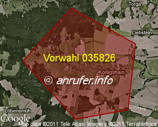 Vorwahlkarte 035826 – Königshain b Görlitz