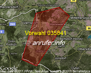 Vorwahlkarte 035841 – Großschönau Sachs