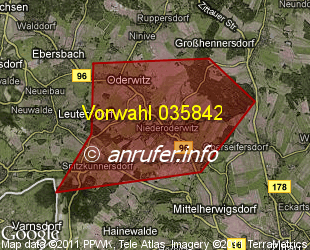 Vorwahlkarte 035842 – Oderwitz