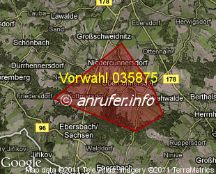 Vorwahlkarte 035875 – Obercunnersdorf b Löbau