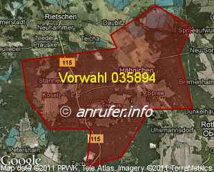 Vorwahlkarte 035894 – Hähnichen