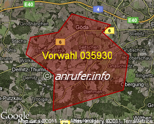 Vorwahlkarte 035930 – Seitschen