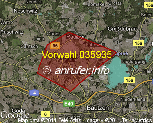 Vorwahlkarte 035935 – Kleinwelka