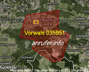 Vorwahlkarte 035951 – Neukirch Lausitz