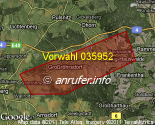 Vorwahlkarte 035952 – Großröhrsdorf OL