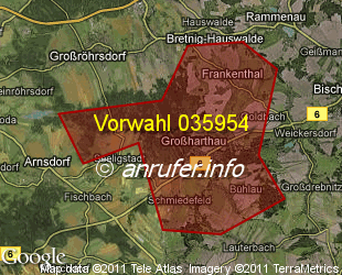 Vorwahlkarte 035954 – Grossharthau