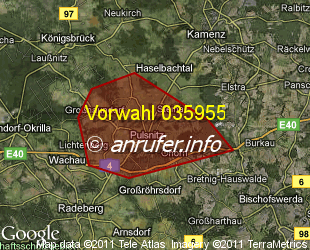 Vorwahlkarte 035955 – Pulsnitz
