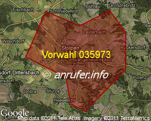Vorwahlkarte 035973 – Stolpen