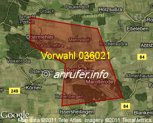 Vorwahlkarte 036021 – Schlotheim