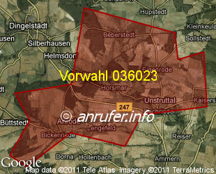 Vorwahlkarte 036023 – Horsmar