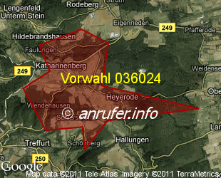 Vorwahlkarte 036024 – Diedorf b Mühlhausen Thür