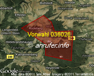 Vorwahlkarte 036026 – Struth b Mühlhausen Thür