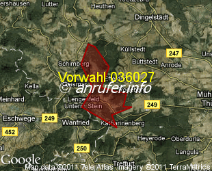 Vorwahlkarte 036027 – Lengenfeld Unterm Stein