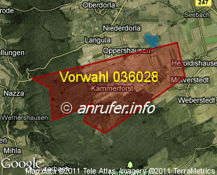 Vorwahlkarte 036028 – Kammerforst  Thür