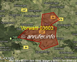 Vorwahlkarte 03603 – Bad Langensalza