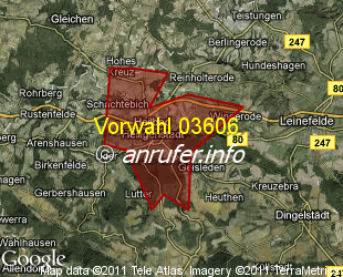 Vorwahlkarte 03606 – Heiligenstadt Heilbad