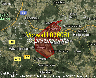 Vorwahlkarte 036081 – Arenshausen