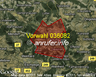 Vorwahlkarte 036082 – Ershausen