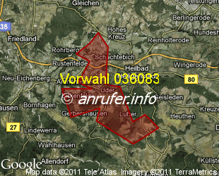 Vorwahlkarte 036083 – Uder