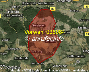 Vorwahlkarte 036084 – Heuthen