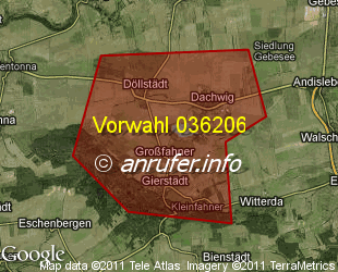 Vorwahlkarte 036206 – Grossfahner