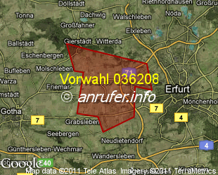 Vorwahlkarte 036208 – Ermstedt