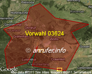 Vorwahlkarte 03624 – Ohrdruf