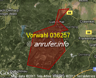 Vorwahlkarte 036257 – Luisenthal Thür