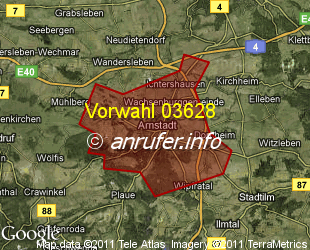 Vorwahlkarte 03628 – Arnstadt
