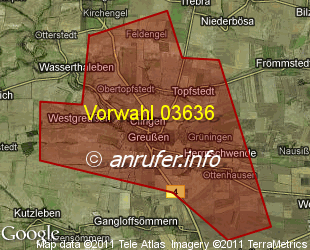 Vorwahlkarte 03636 – Greussen