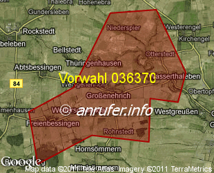 Vorwahlkarte 036370 – Grossenehrich