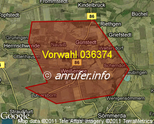 Vorwahlkarte 036374 – Weissensee