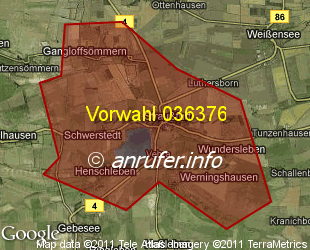 Vorwahlkarte 036376 – Straussfurt