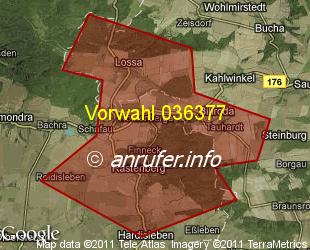 Vorwahlkarte 036377 – Rastenberg