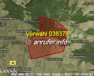 Vorwahlkarte 036378 – Ostramondra