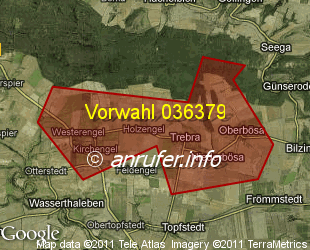 Vorwahlkarte 036379 – Holzengel