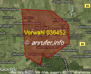 Vorwahlkarte 036452 – Berlstedt