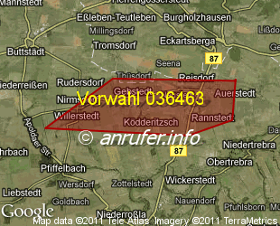 Vorwahlkarte 036463 – Gebstedt