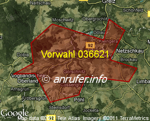 Vorwahlkarte 036621 – Elsterberg b Plauen