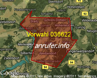 Vorwahlkarte 036622 – Triebes