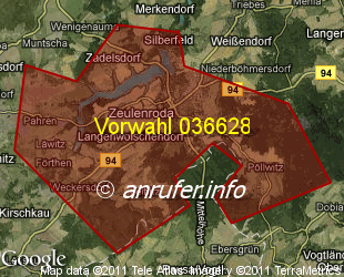 Vorwahlkarte 036628 – Zeulenroda