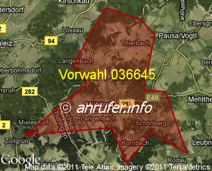 Vorwahlkarte 036645 – Mühltroff