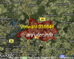 Vorwahlkarte 036646 – Tanna  b Schleiz
