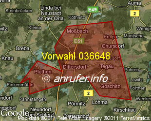 Vorwahlkarte 036648 – Dittersdorf b Schleiz