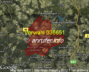 Vorwahlkarte 036651 – Lobenstein